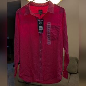 GAP Vibrant Pink Long Sleeve Shirt Small